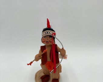 Annalee Indian Boy Doll Native American Doll Thanksgiving Mobiltree Meredith NH 1987 7” tall No Tags