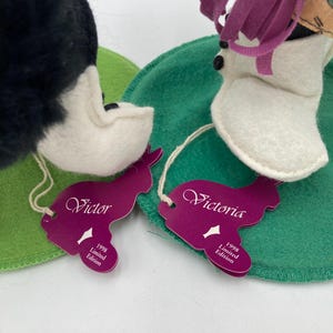 Annalee Victor and Victoria Bunny Dolls Easter Bunny Dolls Mobiltree Meredith NH 1998 12” tall w/ Tags (See Description) image 7