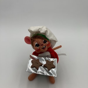 Annalee Christmas Cookie Boy Chef Mouse Doll w/ Cookies Mobiltree 2007 6” tall No Tags