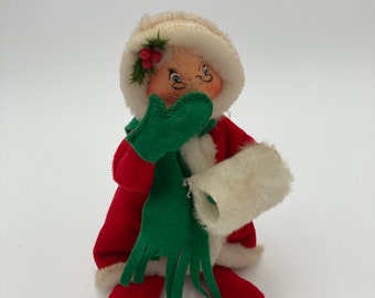 Muñeca Annalee Sra. Claus Mobiltree Meredith NH 1963 7&quot; de alto Sin etiquetas