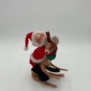 Annalee Santa and Reindeer Doll Mobiltree Meredith NH 1963 1965 8” tall No Tags