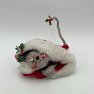 Annalee Christmas Mouse Doll in Red Stocking, Stocking Mouse Doll Mobiltree Meredith NH 1995 7” long No Tags (See Description)