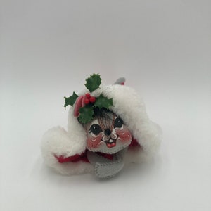 Annalee Christmas Mouse in Red Stocking, Stocking Mouse Doll Mobiltree Meredith NH 1993 8” long