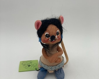Annalee Indian Girl Mouse Doll w/ Papoose Mobiltree Meredith NH 1986 6” tall w/ Tag (See Description)