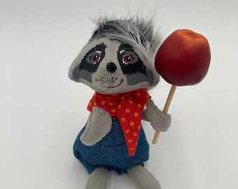 Annalee Waschbär-Puppe mit Candy Apple Mobiltree 2014 6 "groß