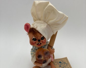 Annalee Chef Mouse Doll Baker Mouse w/ Bread and Rolling Pin Mobiltree Meredith NH 1996 6” tall No Tags
