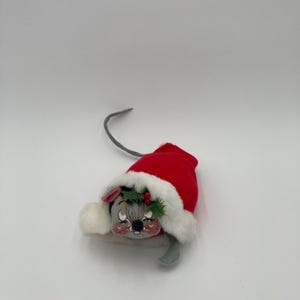 Annalee Christmas Mouse Doll in Red Stocking, Stocking Mouse Doll Mobiltree Meredith NH 1986 8” long w/ Tag (See Description)