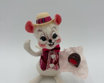 Annalee Sweetheart Boy Mouse Doll with Chocolate Mobiltree 高さ7インチ (説明を参照)