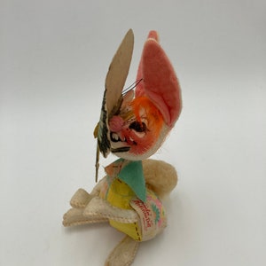 Annalee Spring Easter Bunny Rabbit Doll w/ Butterfly Mobiltree Meredith NH 1971 7” tall No Tags