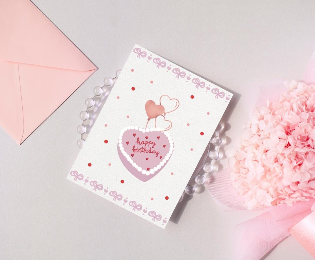 Vintage Pink Cake Birthday Card | Printable 5x7 (digital Download) - Etsy