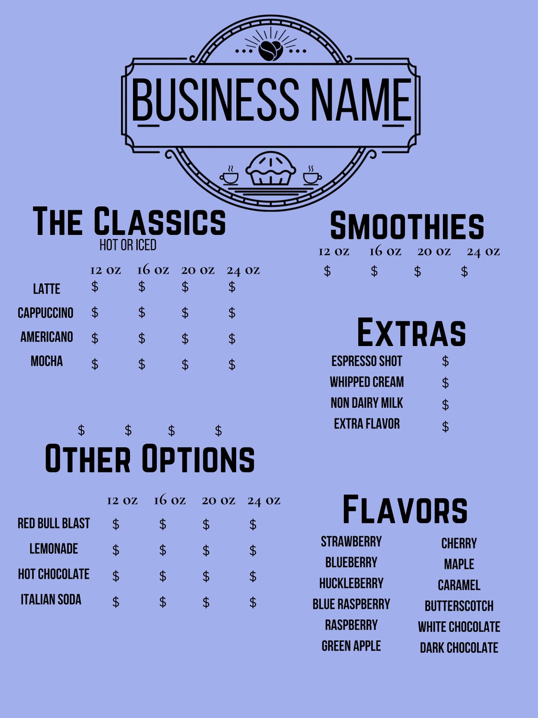 Cafe Menu Coffee Stand Menu Restaurant Menu Sign Business Etsy