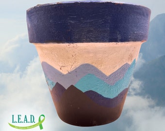 Plant with Purpose: Hand-Painted 4-Inch Terracotta Clay Pot - Support Mental Health Nonprofit -  Indoor & Outdoor Maceta Pintada a Mano S10