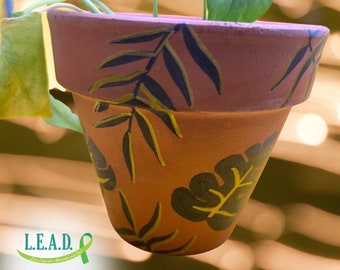 Plant with Purpose: Hand-Painted 4-Inch Terracotta Clay Pot - Support Mental Health Nonprofit -  Indoor & Outdoor Maceta Pintada a Mano S12