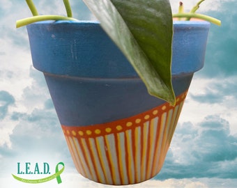 Plant with Purpose: Hand-Painted 4-Inch Terracotta Clay Pot - Support Mental Health Nonprofit -  Indoor & Outdoor Maceta Pintada a Mano S14