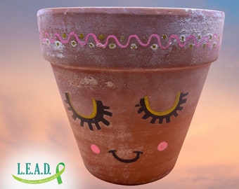 Plant with Purpose: Hand-Painted 4-Inch Terracotta Clay Pot - Support Mental Health Nonprofit -  Indoor & Outdoor Maceta Pintada a Mano S15