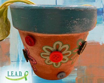 Plant with Purpose: Hand-Painted 4-Inch Terracotta Clay Pot - Support Mental Health Nonprofit -  Indoor & Outdoor Maceta Pintada a Mano S18