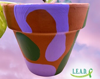 Plant with Purpose: Hand-Painted 4-Inch Terracotta Clay Pot - Support Mental Health Nonprofit -  Indoor & Outdoor - Maceta Pintada a Mano S8