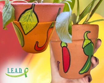 Plant with Purpose: Hand-Painted 4-Inch Terracotta Clay Pot - Support Mental Health Nonprofit -  Indoor & Outdoor - Maceta Pintada a Mano S5