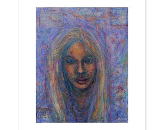 Expressive Female Portrait - Vibrant Aluminum Print, Modern Wall Art, Durable & Lightweight