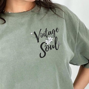Vintage Soul Short Sleeve Crewneck Shirt Floral Shirt Vintage Graphic Tee Retro Shirt, Cute Retro Style Tee, Vintage Soul T, cottagecore tee image 1