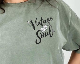 Vintage Soul Short Sleeve Crewneck Shirt Floral Shirt Vintage Graphic Tee Retro Shirt, Cute Retro Style Tee, Vintage Soul T, cottagecore tee