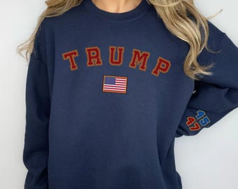 Sudadera de cuello redondo Trump 45 47, sudadera Trump Train, Trump 2024, Donald Trump 47.º presidente, Patriots Trump Vance USA MAGA, sudadera de cuello redondo