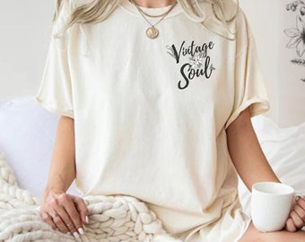 Vintage Soul Short Sleeve Crewneck Shirt Floral Shirt Vintage Graphic Tee Retro Shirt, Cute Retro Style Tee, Vintage Soul T, cottagecore tee