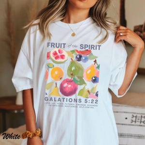 Fruit of the Spirit Christian T, Comfort Colors Vintage Aesthetic Bible Verse Shirt, Fruit Art, Women&#39;s Bible T-Shirt Gift for her, Gal 5:22