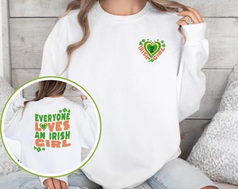 Luck of the Irish Girl Sweatshirt, St Patty's Retro Sweatshirt, Womens Irish Crewneck Sweater, Groovy St Patty's Day Sweatshirt, Lucky Shirt