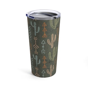Boho Western Cactus Tumbler, Cactus tumbler with lid, travel Coffee Cups, Gift for Her, Desert Life, Tumbler 20oz, stainless travel tumblers