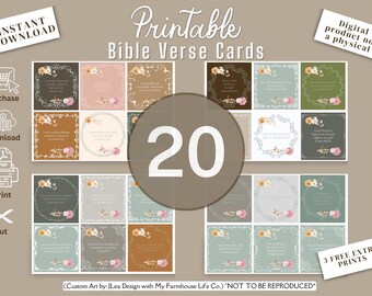 Bible Verse Cards Printable Christian Affirmations Bible Study Prayer Vision Boards Women's Ministry floral inspirational Scriptures for Mom