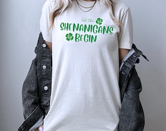 T-shirt de la Saint-Patrick, T-shirt de la Saint-Patrick, T-shirt de la tournée des bars, T-shirt de pub irlandais, Lucky Day T, T-shirt Let The Shenanigans Begin, T-shirt pour filles irlandaises