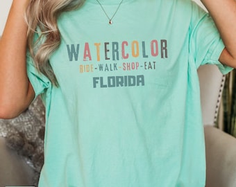 Preppy Watercolor Florida Shirt for beach vacation 30A Tshirt Florida Tee souvenir gift, Florida Trip Vacation Shirt Oversized Comfort Color