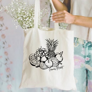 Farmers Market Tote, Fruity Tote, Market season tote, Festival totes, Grocery totes, tote bag for fair, Vegan bag, Farm Fresh Fruit Tote Bag