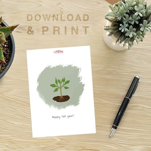 Anniversaire de première année - pousse d'arbre d'un an - carte de vœux imprimée - plusieurs tailles !