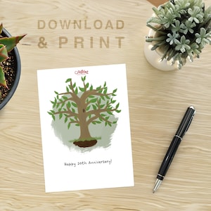 Anniversaire de vingt ans - arbre de vingt ans - carte de voeux imprimable - plusieurs tailles !