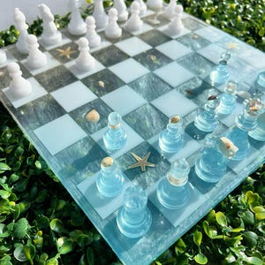 Customizable Epoxy Chess Set – Unique Handmade Game, Modern Home Decor, Luxury Board Game, Unique Gift