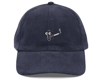 Clippy Smoking Corduroy Hat: A Fun and Nostalgic Baseball Cap Accessory!