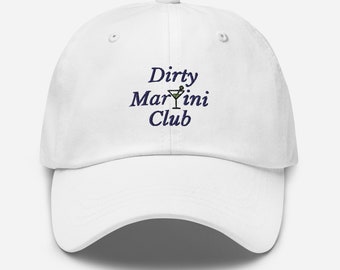 Dirty Martini Club Hat: Martini Glass Design Baseball Cap