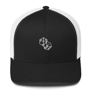 Lucky Dice Trucker Cap: Handgefertigte bestickte Baseballkappe mit Würfel-Logo