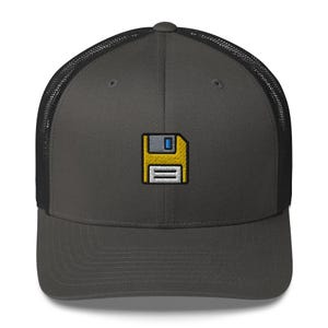 Floppy Disk Trucker Hat - Nostalgic 90s Computer Logo Baseball Cap