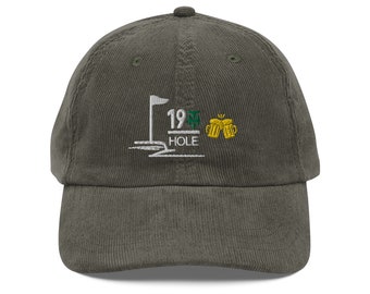 19th Hole Corduroy Hat - Stylish Baseball Cap Golf, Perfect Accessory for Drinks, and Good Times with Friends