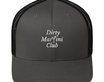 Dirty Martini Club Trucker Hat: Martini Glass Design Baseball Cap