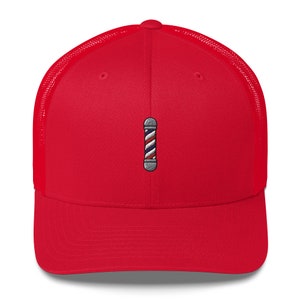 Barber Pole Trucker Hat - Vintage Barber Pole Emblem Baseball Cap