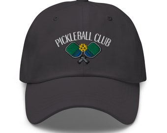 Pickleball Club Hat: Embroidered Pickleball Club Logo Baseball Cap with Paddles Crest