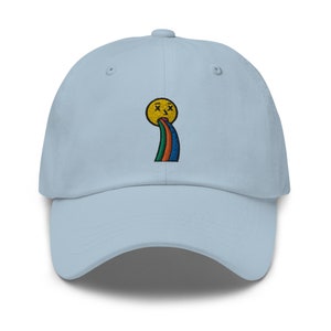 Smiley Face Hat: Cool and Colorful Rainbow and Sky Design with X-Eyed Logo Baseball Cap