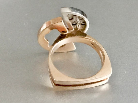 Midcentury 14K Gold Diamond Ring  / Solid Gold / … - image 3