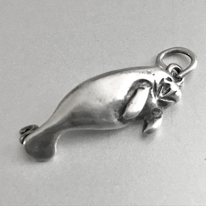Vintage Sterling Silver Manatee Pendant / Charm / Sea Cow / 925