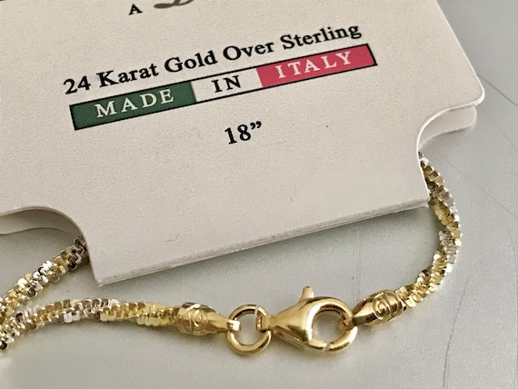 925 Sterling Silver Gold-Plated Diamond Cut Popcorn Chain Necklace Italy –  La Gloria Reserva Forestal