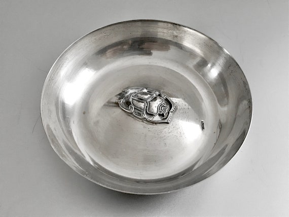 Antique Solid Silver Art Deco Scarab Dish / Hallm… - image 1